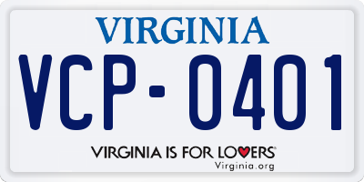VA license plate VCP0401