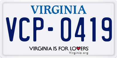 VA license plate VCP0419