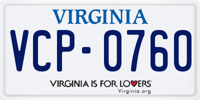 VA license plate VCP0760