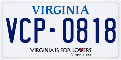 VA license plate VCP0818