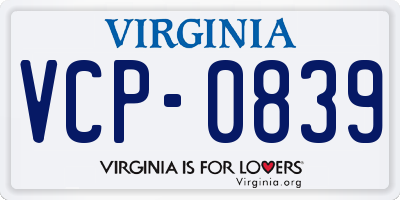 VA license plate VCP0839