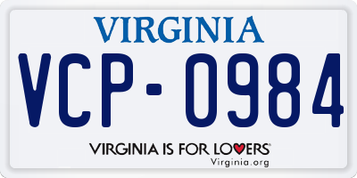 VA license plate VCP0984