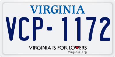 VA license plate VCP1172
