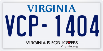 VA license plate VCP1404