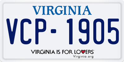 VA license plate VCP1905