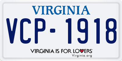 VA license plate VCP1918