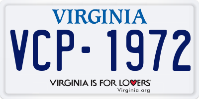 VA license plate VCP1972