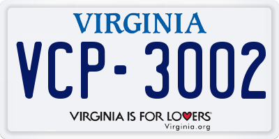 VA license plate VCP3002