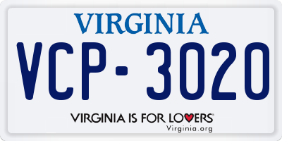VA license plate VCP3020
