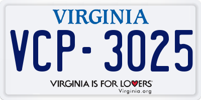 VA license plate VCP3025