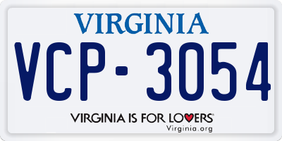 VA license plate VCP3054