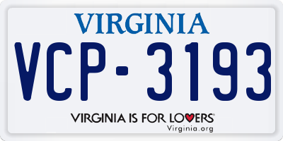 VA license plate VCP3193