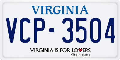 VA license plate VCP3504