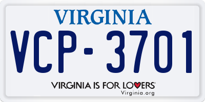 VA license plate VCP3701