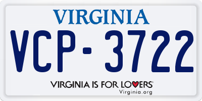 VA license plate VCP3722