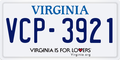 VA license plate VCP3921