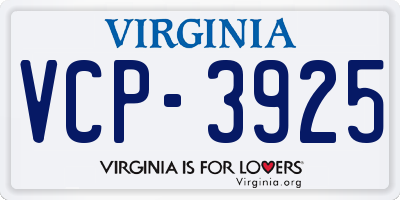 VA license plate VCP3925