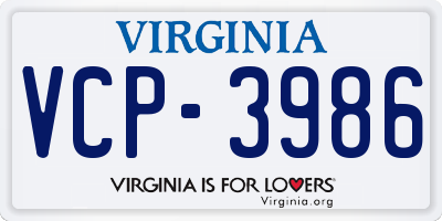 VA license plate VCP3986