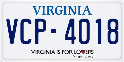 VA license plate VCP4018