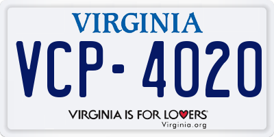VA license plate VCP4020