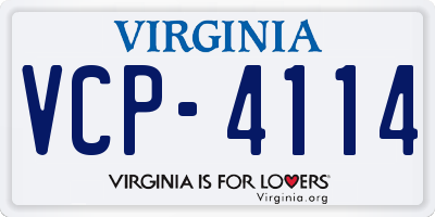 VA license plate VCP4114
