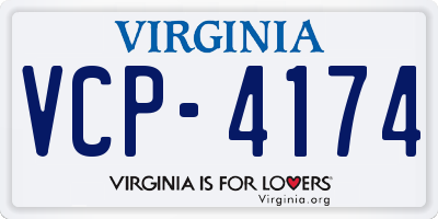 VA license plate VCP4174