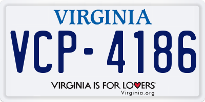 VA license plate VCP4186