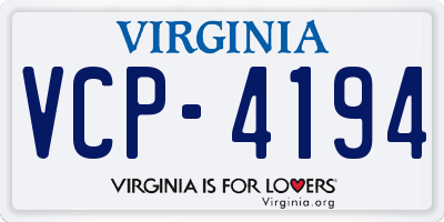 VA license plate VCP4194