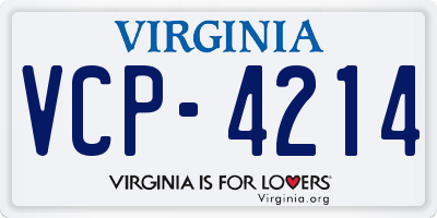 VA license plate VCP4214