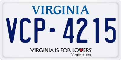 VA license plate VCP4215