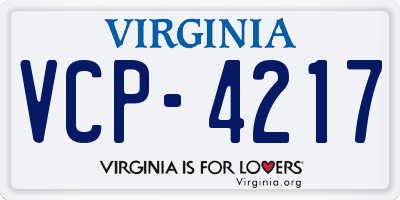 VA license plate VCP4217