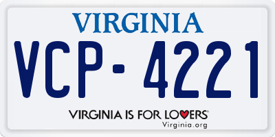 VA license plate VCP4221