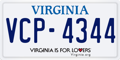 VA license plate VCP4344