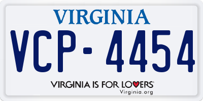 VA license plate VCP4454