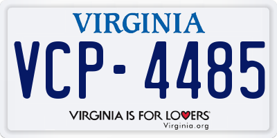 VA license plate VCP4485