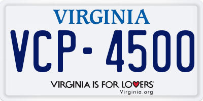VA license plate VCP4500