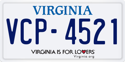 VA license plate VCP4521