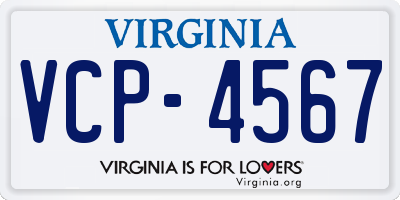VA license plate VCP4567