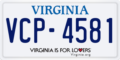VA license plate VCP4581