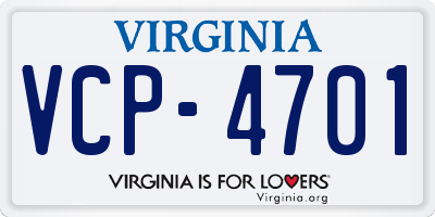 VA license plate VCP4701