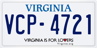 VA license plate VCP4721