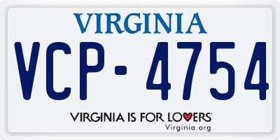 VA license plate VCP4754