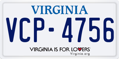 VA license plate VCP4756