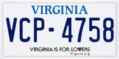 VA license plate VCP4758