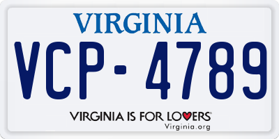 VA license plate VCP4789