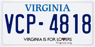 VA license plate VCP4818