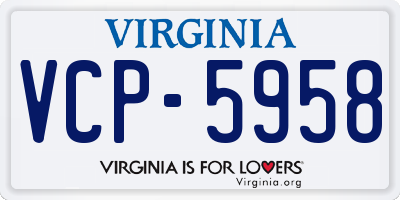 VA license plate VCP5958