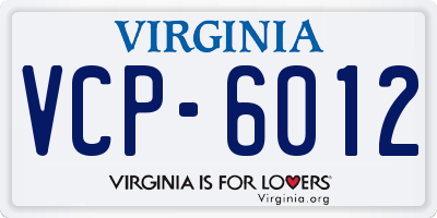 VA license plate VCP6012