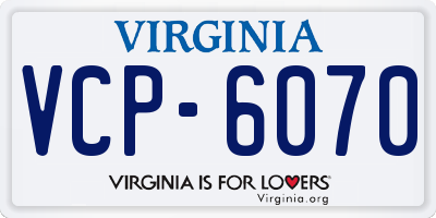 VA license plate VCP6070
