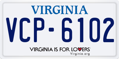 VA license plate VCP6102